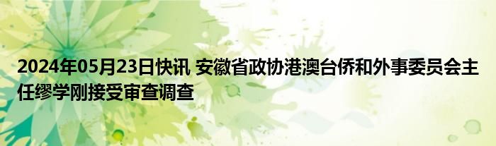 2024年05月23日快讯 安徽省政协港澳台侨和外事委员会主任缪学刚接受审查调查