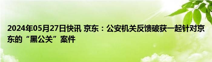 2024年05月27日快讯 京东：公安机关反馈破获一起针对京东的“黑公关”案件