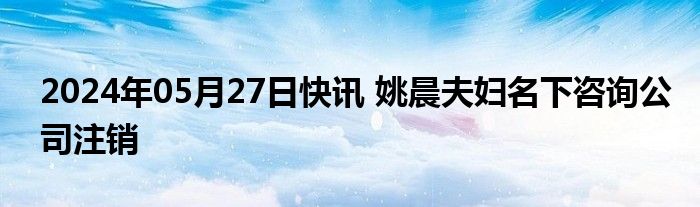 2024年05月27日快讯 姚晨夫妇名下咨询公司注销