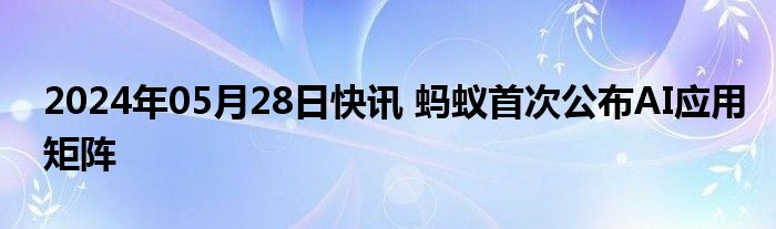 2024年05月28日快讯 蚂蚁首次公布AI应用矩阵