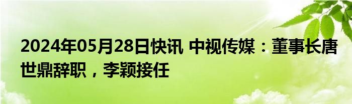 2024年05月28日快讯 中视传媒：董事长唐世鼎辞职，李颖接任