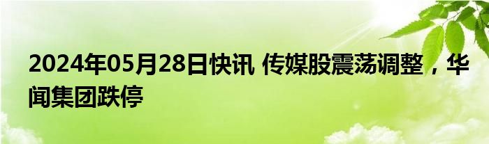 2024年05月28日快讯 传媒股震荡调整，华闻集团跌停