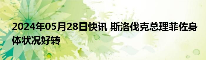 2024年05月28日快讯 斯洛伐克总理菲佐身体状况好转