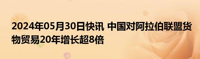 2024年05月30日快讯 中国对阿拉伯联盟货物贸易20年增长超8倍