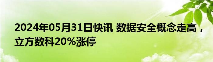 2024年05月31日快讯 数据安全概念走高，立方数科20%涨停