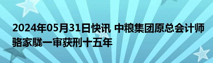 2024年05月31日快讯 中粮集团原总会计师骆家駹一审获刑十五年