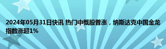 2024年05月31日快讯 热门中概股普涨，纳斯达克中国金龙指数涨超1%