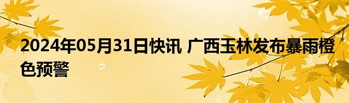 2024年05月31日快讯 广西玉林发布暴雨橙色预警