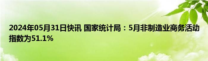 2024年05月31日快讯 国家统计局：5月非制造业商务活动指数为51.1%