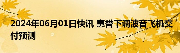 2024年06月01日快讯 惠誉下调波音飞机交付预测