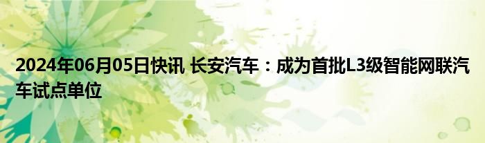 2024年06月05日快讯 长安汽车：成为首批L3级智能网联汽车试点单位