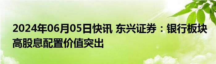 2024年06月05日快讯 东兴证券：银行板块高股息配置价值突出