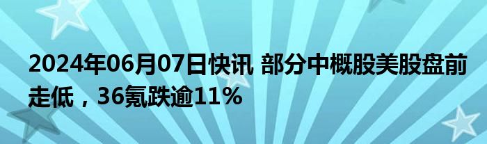 2024年06月07日快讯 部分中概股美股盘前走低，36氪跌逾11%