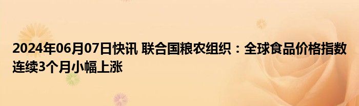 2024年06月07日快讯 联合国粮农组织：全球食品价格指数连续3个月小幅上涨