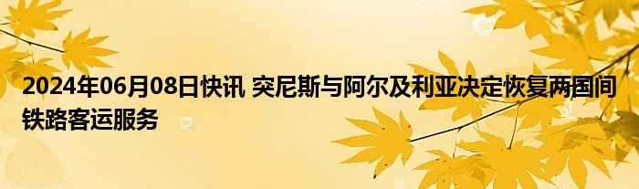 2024年06月08日快讯 突尼斯与阿尔及利亚决定恢复两国间铁路客运服务