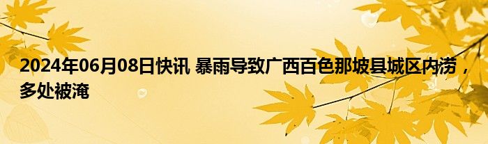 2024年06月08日快讯 暴雨导致广西百色那坡县城区内涝，多处被淹