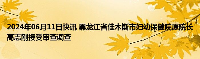 2024年06月11日快讯 黑龙江省佳木斯市妇幼保健院原院长高志刚接受审查调查