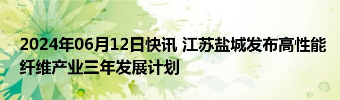 2024年06月12日快讯 江苏盐城发布高性能纤维产业三年发展计划