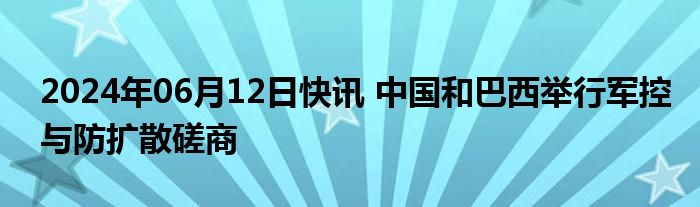 2024年06月12日快讯 中国和巴西举行军控与防扩散磋商