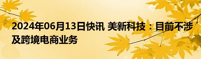 2024年06月13日快讯 美新科技：目前不涉及跨境电商业务