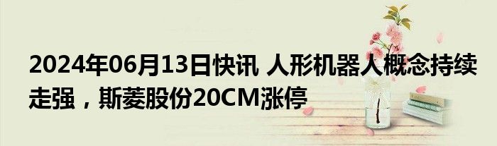 2024年06月13日快讯 人形机器人概念持续走强，斯菱股份20CM涨停