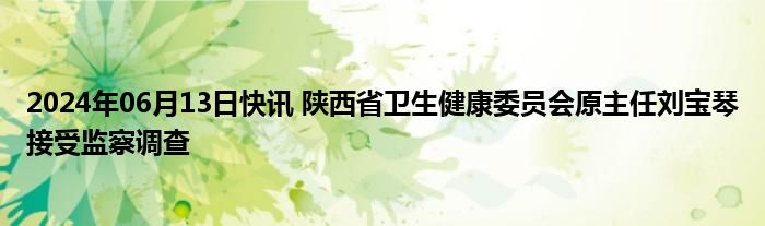 2024年06月13日快讯 陕西省卫生健康委员会原主任刘宝琴接受监察调查