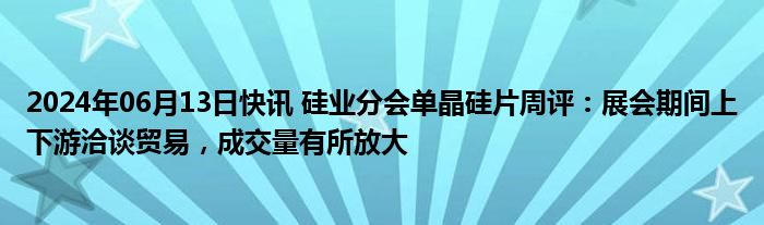 2024年06月13日快讯 硅业分会单晶硅片周评：展会期间上下游洽谈贸易，成交量有所放大