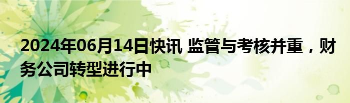 2024年06月14日快讯 监管与考核并重，财务公司转型进行中