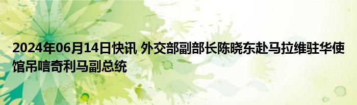 2024年06月14日快讯 外交部副部长陈晓东赴马拉维驻华使馆吊唁奇利马副总统