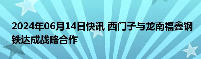 2024年06月14日快讯 西门子与龙南福鑫钢铁达成战略合作