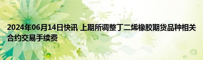 2024年06月14日快讯 上期所调整丁二烯橡胶期货品种相关合约交易手续费