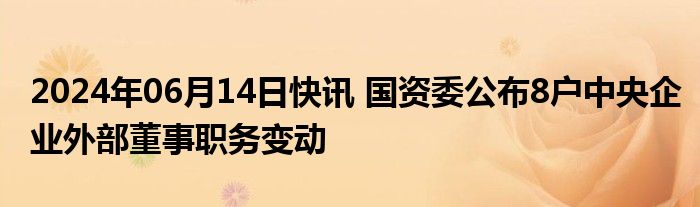 2024年06月14日快讯 国资委公布8户中央企业外部董事职务变动