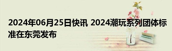 2024年06月25日快讯 2024潮玩系列团体标准在东莞发布