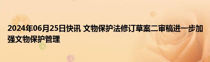 2024年06月25日快讯 文物保护法修订草案二审稿进一步加强文物保护管理