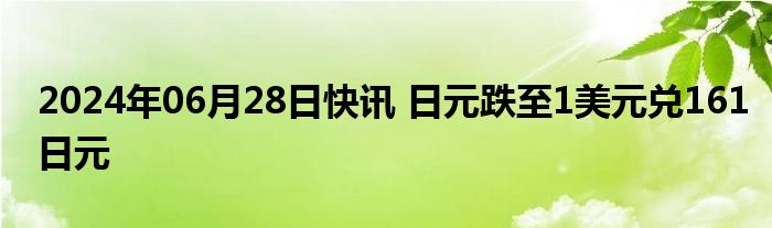 2024年06月28日快讯 日元跌至1美元兑161日元