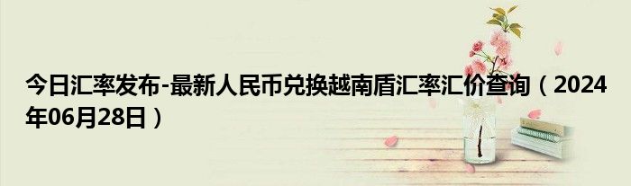 今日汇率发布-最新人民币兑换越南盾汇率汇价查询（2024年06月28日）