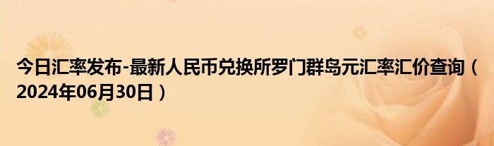 今日汇率发布-最新人民币兑换所罗门群岛元汇率汇价查询（2024年06月30日）