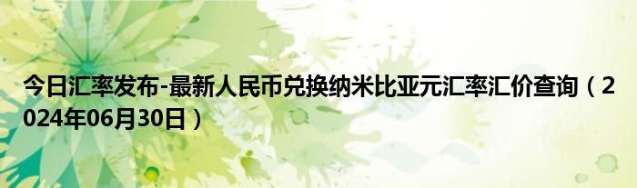 今日汇率发布-最新人民币兑换纳米比亚元汇率汇价查询（2024年06月30日）