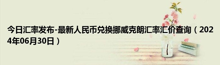 今日汇率发布-最新人民币兑换挪威克朗汇率汇价查询（2024年06月30日）