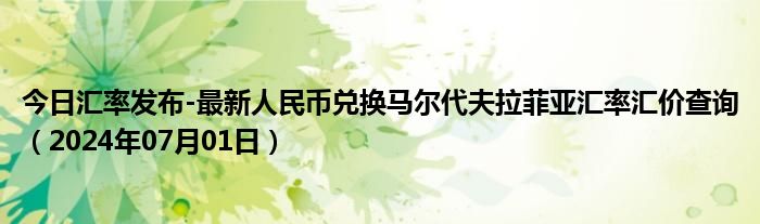 今日汇率发布-最新人民币兑换马尔代夫拉菲亚汇率汇价查询（2024年07月01日）