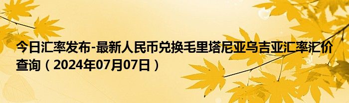 今日汇率发布-最新人民币兑换毛里塔尼亚乌吉亚汇率汇价查询（2024年07月07日）