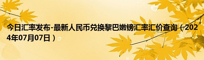 今日汇率发布-最新人民币兑换黎巴嫩镑汇率汇价查询（2024年07月07日）