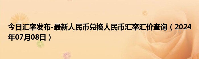 今日汇率发布-最新人民币兑换人民币汇率汇价查询（2024年07月08日）