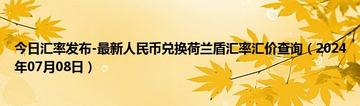 今日汇率发布-最新人民币兑换荷兰盾汇率汇价查询（2024年07月08日）