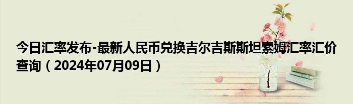 今日汇率发布-最新人民币兑换吉尔吉斯斯坦索姆汇率汇价查询（2024年07月09日）