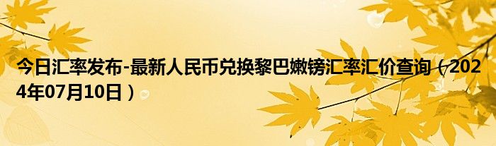 今日汇率发布-最新人民币兑换黎巴嫩镑汇率汇价查询（2024年07月10日）