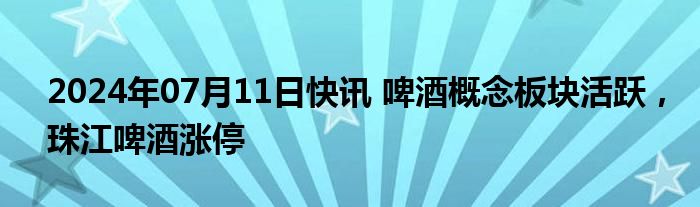 2024年07月11日快讯 啤酒概念板块活跃，珠江啤酒涨停