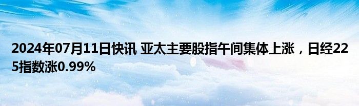 2024年07月11日快讯 亚太主要股指午间集体上涨，日经225指数涨0.99%