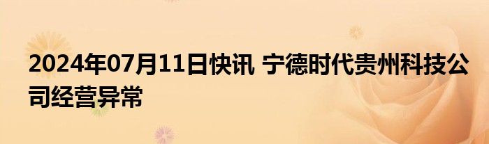 2024年07月11日快讯 宁德时代贵州科技公司经营异常