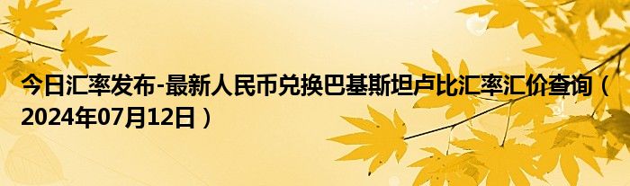 今日汇率发布-最新人民币兑换巴基斯坦卢比汇率汇价查询（2024年07月12日）